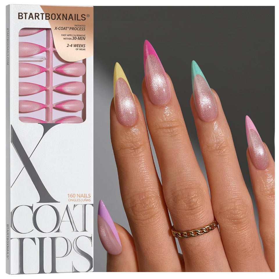 BTArtboxnails front packaging showing colorful stiletto set and quantity benefit