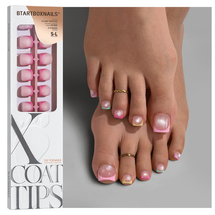 BTArtboxnails front packaging showing XCOATTIPS and pastel French design, clear purchase info