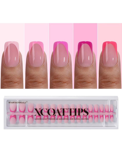 BTArtboxnails front packaging showcasing 160-piece pink French kit and clear contents