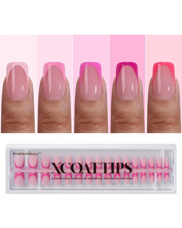 BTArtboxnails front packaging showcasing 160-piece pink French kit and clear contents