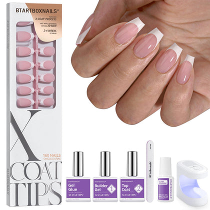 BTArtboxnails front packaging showing full French press-on kit and included lamp for convenient application