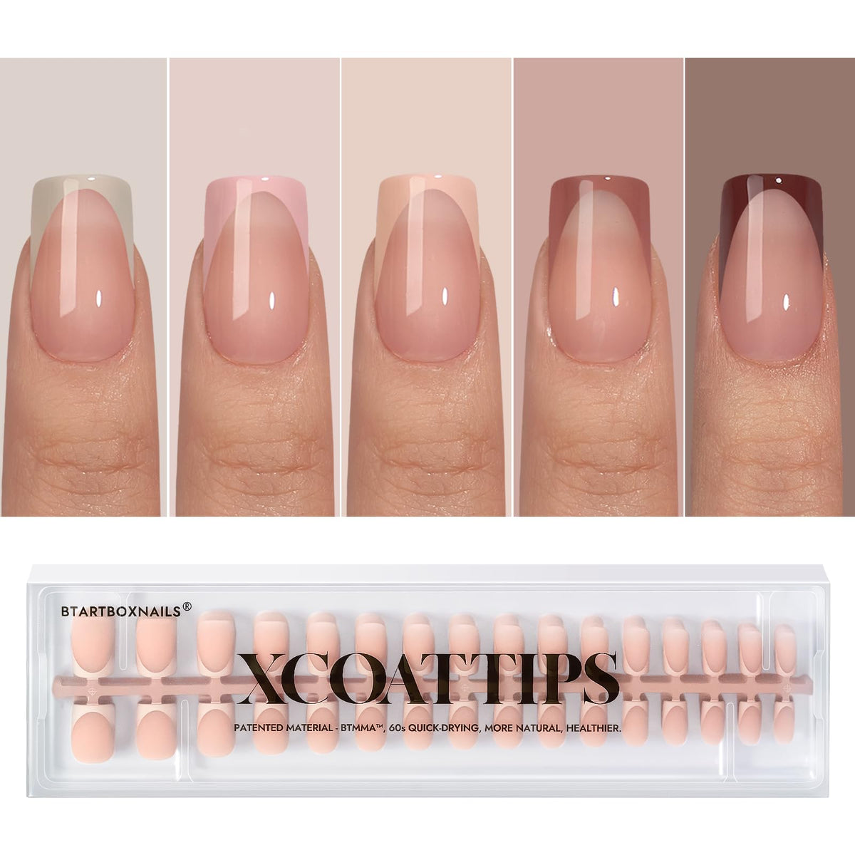 BTArtboxnails front packaging showing 160-piece French tips and benefits