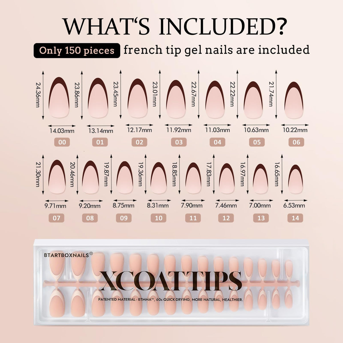 BTArtboxnails label close-up highlighting X-COAT process and usage steps