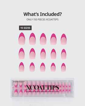BTArtboxnails lifestyle shot of hands wearing polished pink French almonds