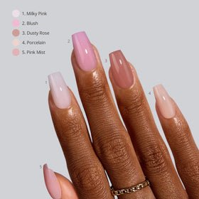 BTArtboxnails short coffin nails on model hand demonstrating natural look