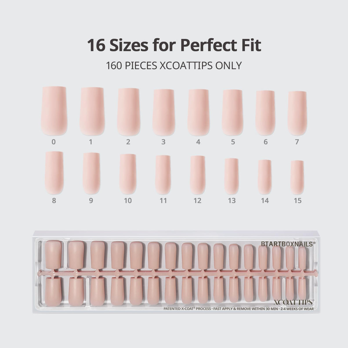 BTArtboxnails size chart with 16 sizes for perfect fit