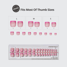 BTArtboxnails size comparison board next to toes, helping choose the correct fit