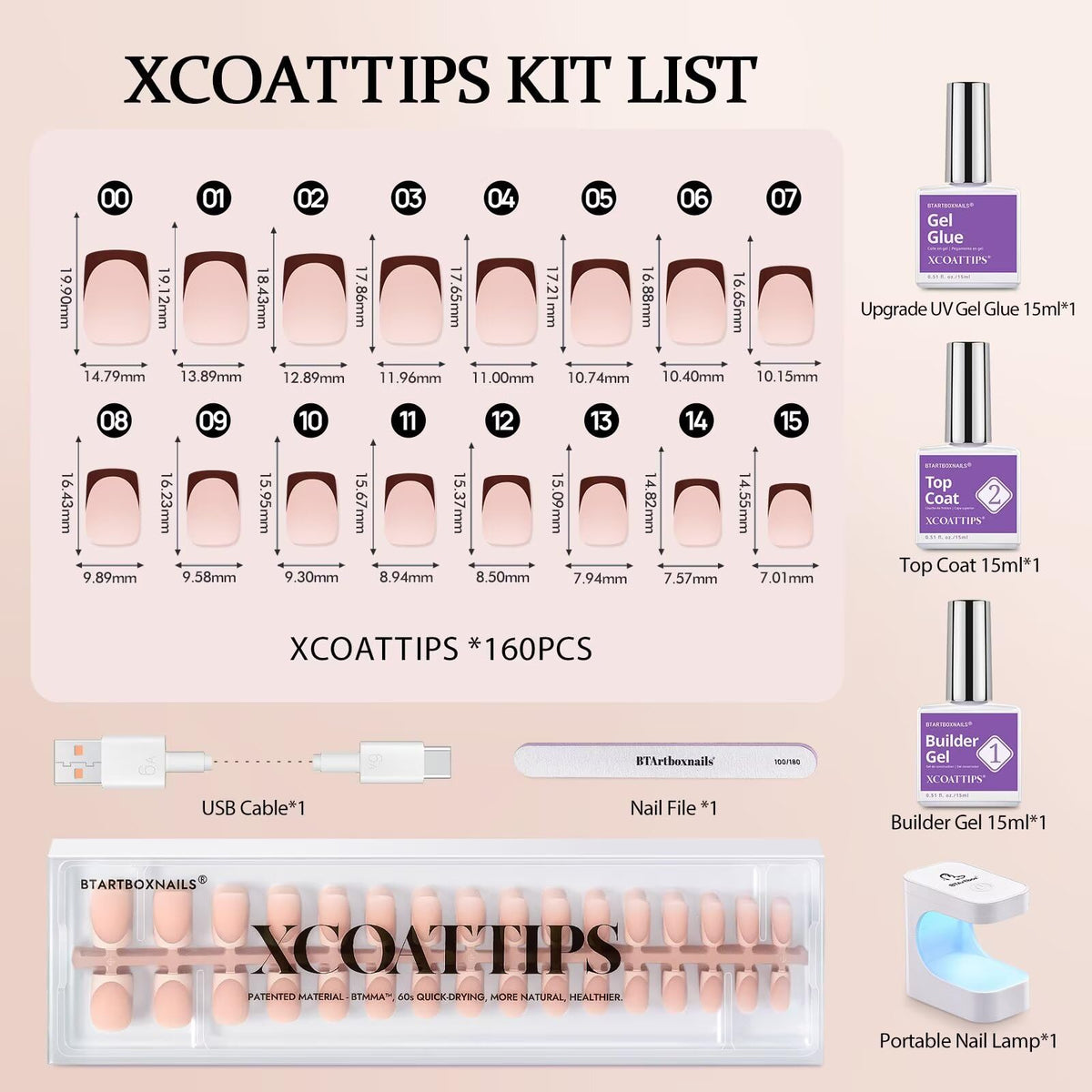 BTArtboxnails size selection with file for custom fit and comfort
