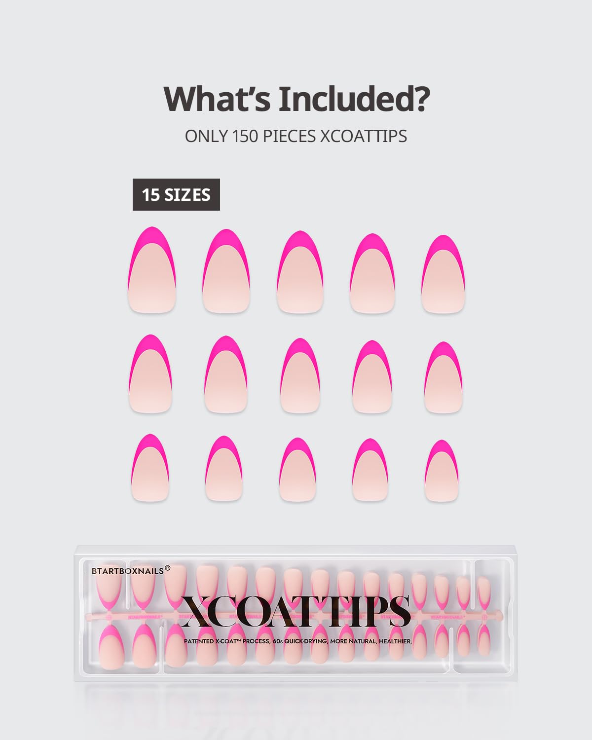 BTArtboxnails spread of 15 sizes laid out for precise fitting and easy selection
