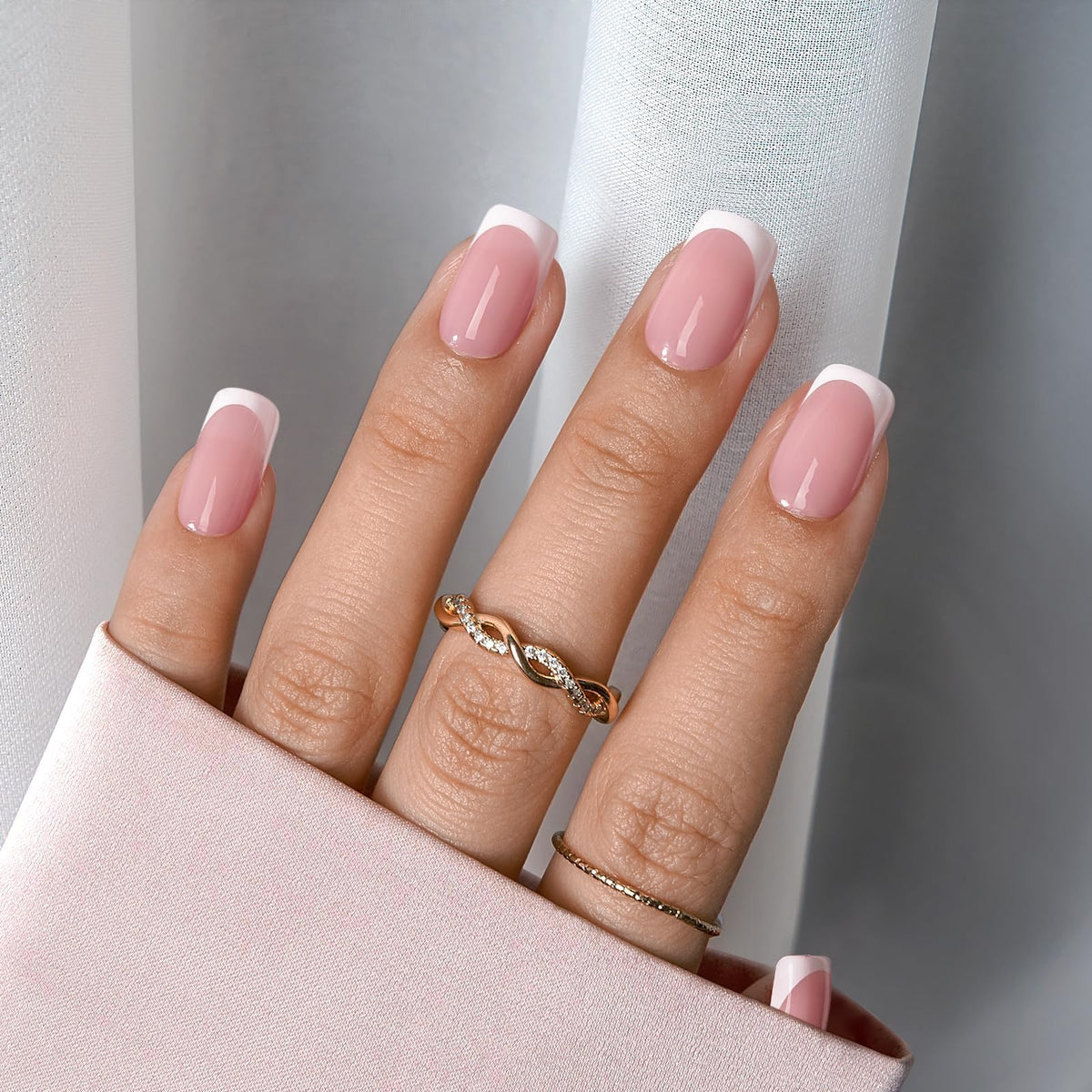BTArtboxnails close-up of soft gel short square tips highlighting flexible, natural fit