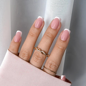 BTArtboxnails close-up of soft gel short square tips highlighting flexible, natural fit