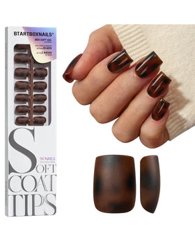 BTArtboxnails front packaging showing 96-piece tortoiseshell soft coat tips benefit quick selection
