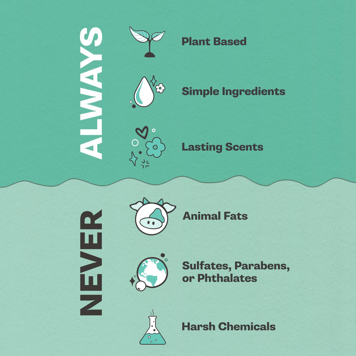 Buff City Soap ingredients label showing plant-based formulation benefits