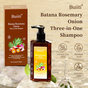 Buiiti bottle staged with rosemary and onion to show botanical ingredient benefits
