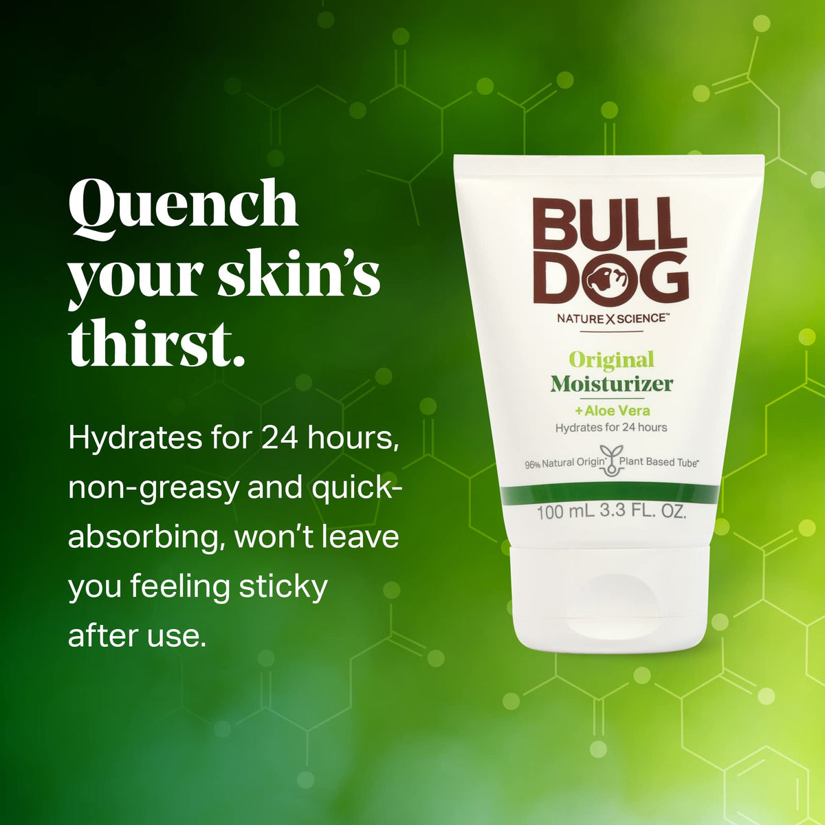 Bulldog being applied to a man's cheek showing quick absorption and non-greasy feel