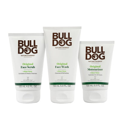 Bulldog Skincare for Men front packaging showing the full Original kit benefit