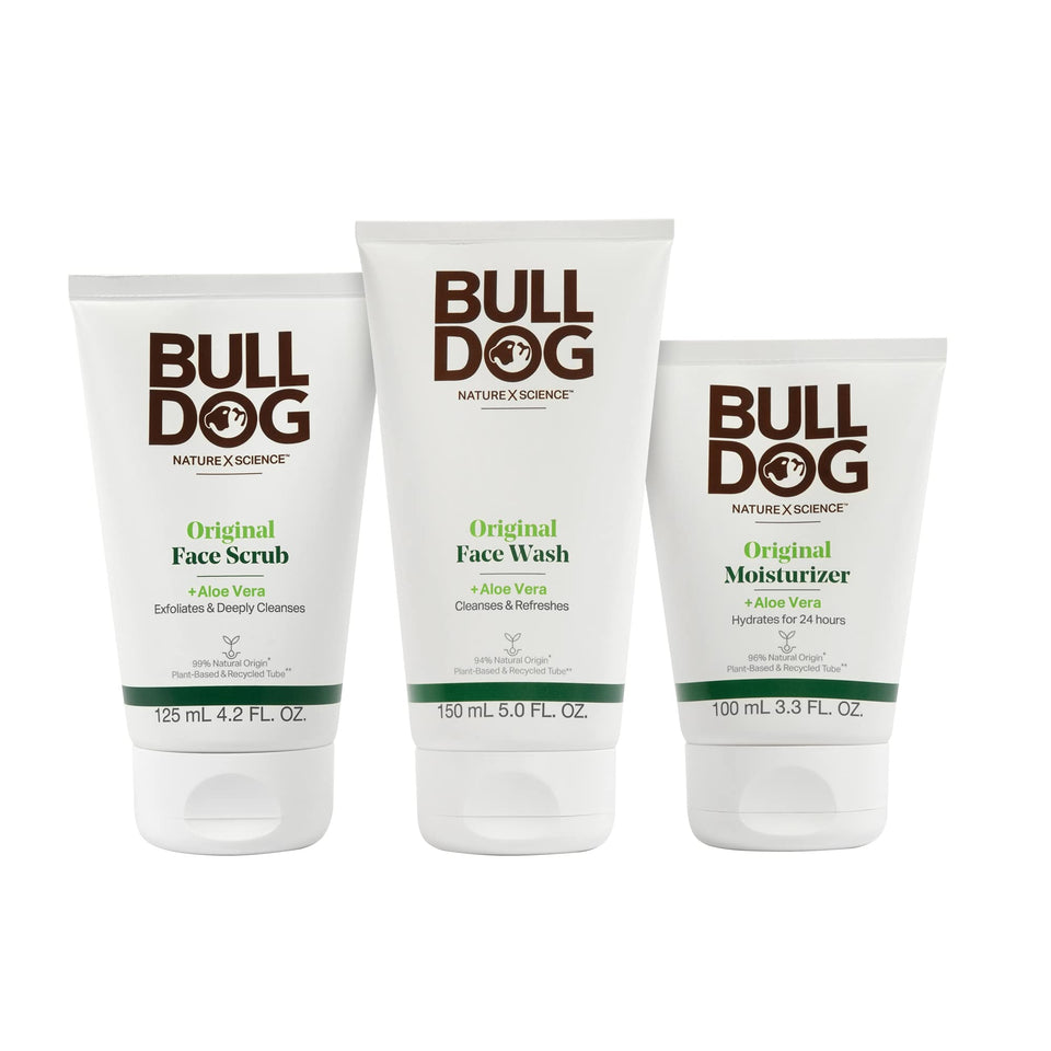 Bulldog Skincare for Men front packaging showing the full Original kit benefit