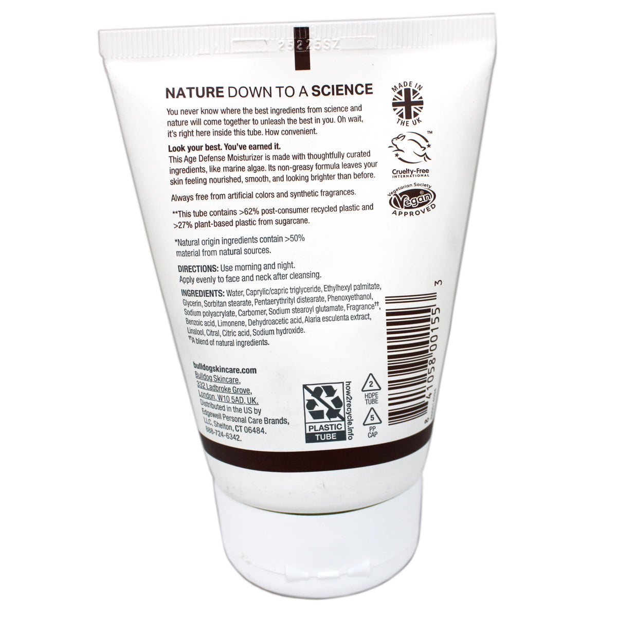 Bulldog Skincare close-up cream texture demonstrating lightweight absorbency