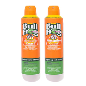 Bullfrog front packaging showing SPF50 and 2-in-1 benefit