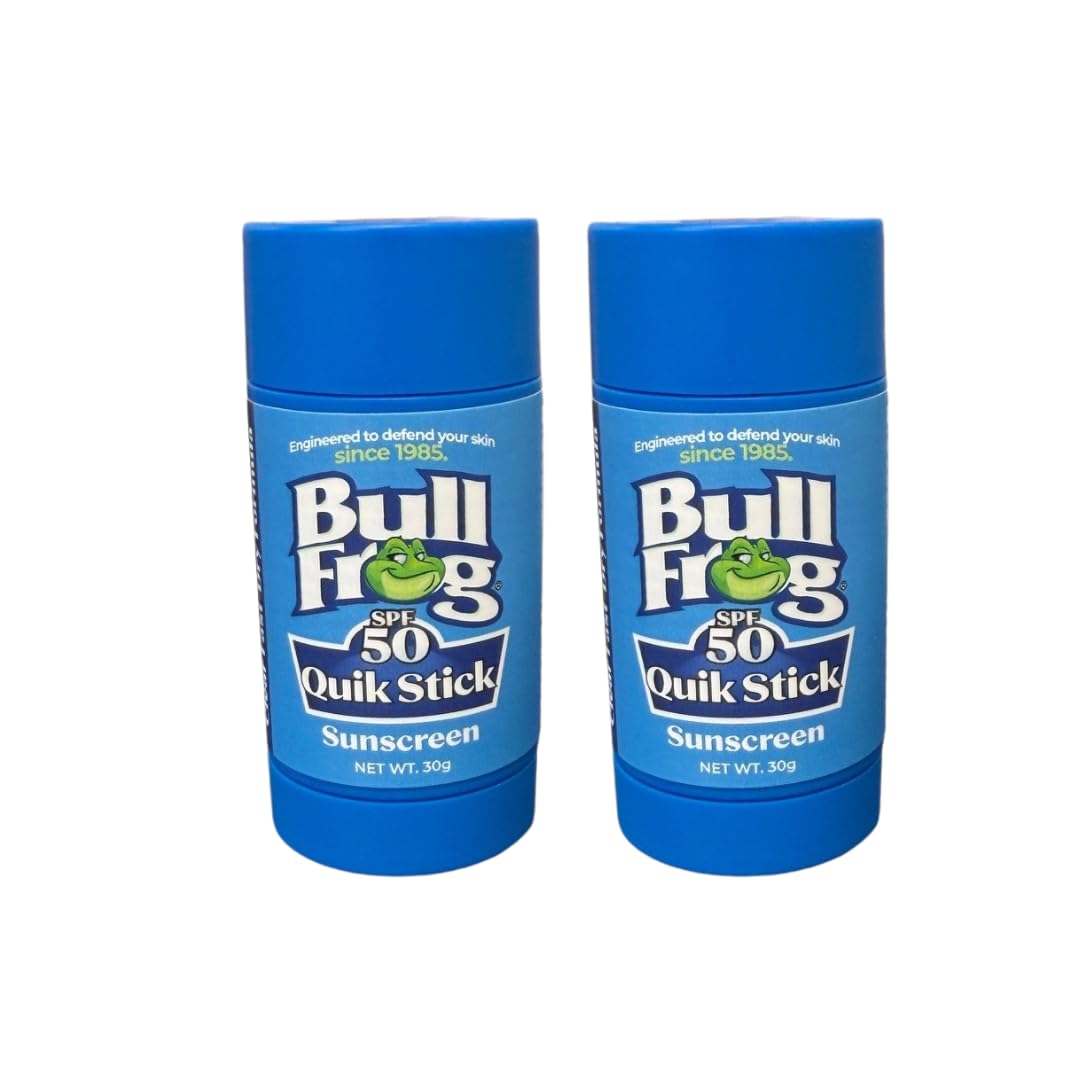 Bullfrog Quik Stick front packaging showing SPF 50 and two-pack convenience for protection