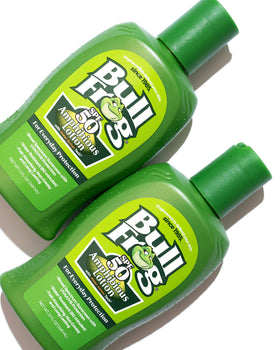 Bullfrog bottle shown beside sunglasses to demonstrate travel-friendly 5oz size