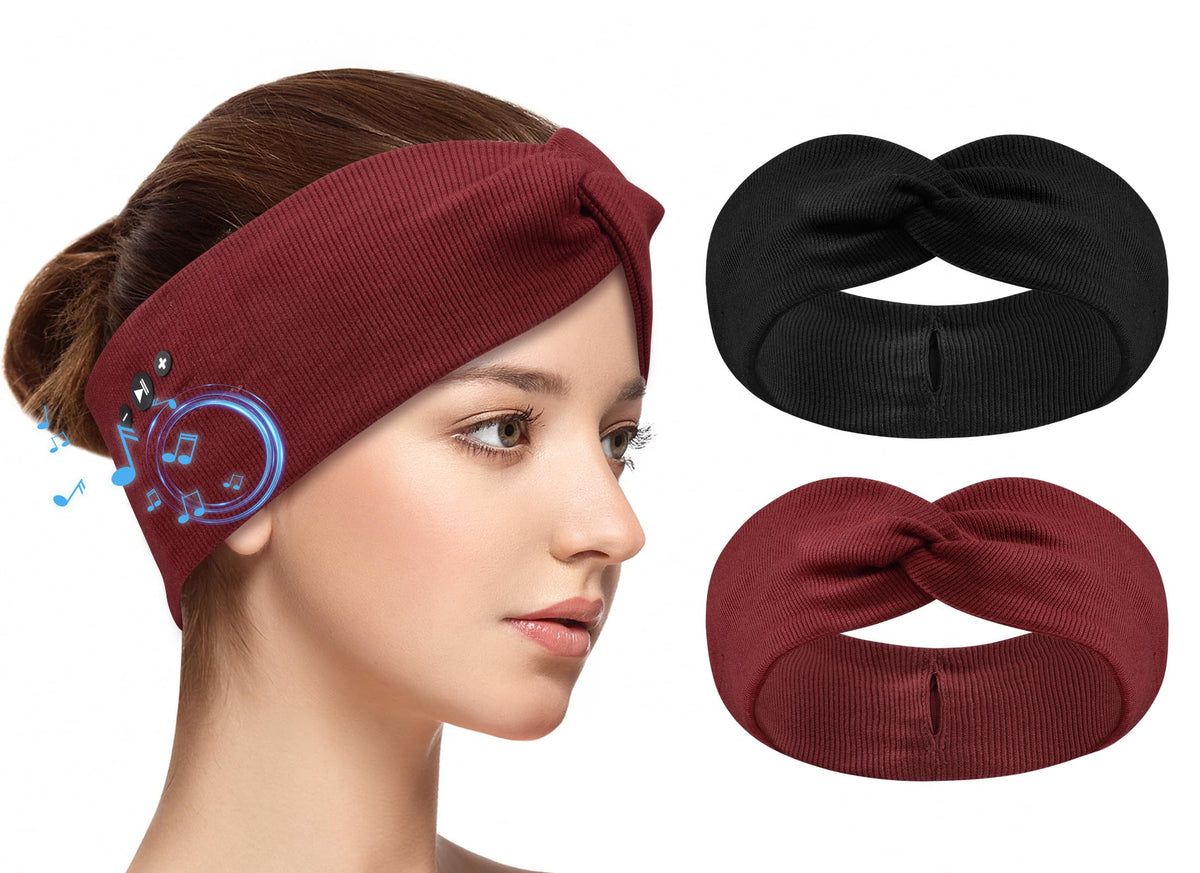 BULYPAZY front view of both red and black headbands showing style and included items