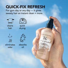 Bumble and bumble application on straight hair removing oil and flattening