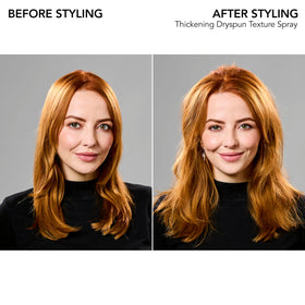 Bumble and bumble before and after comparison showing fuller hair
