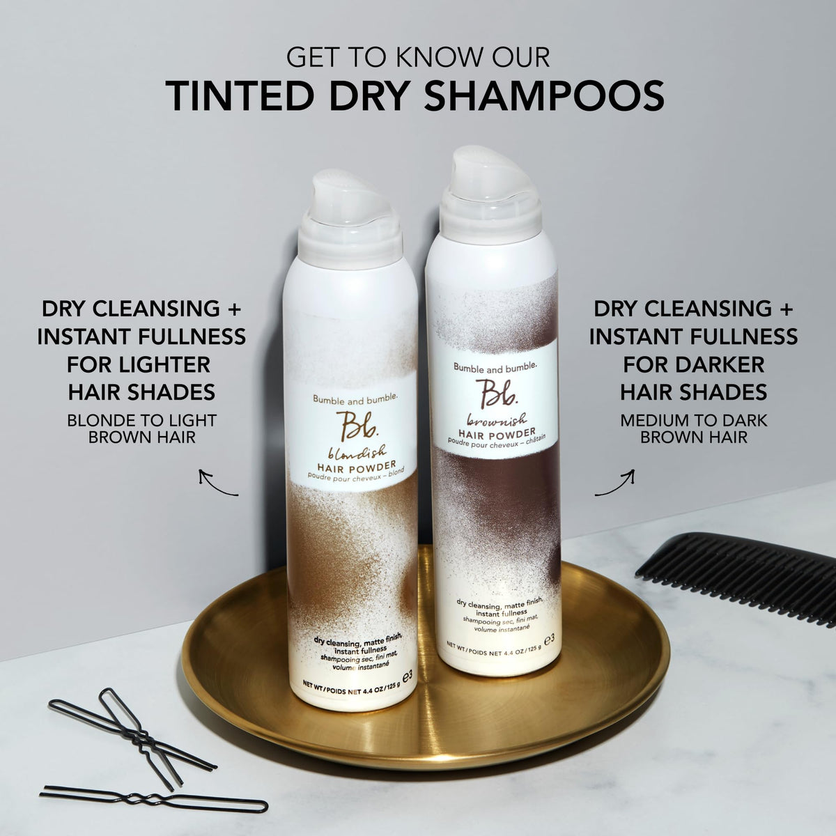 Bumble and bumble on bathroom counter illustrating travel-ready convenience