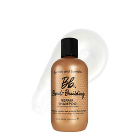 bumble and bumble bottle front showing brand and restorative shampoo benefits