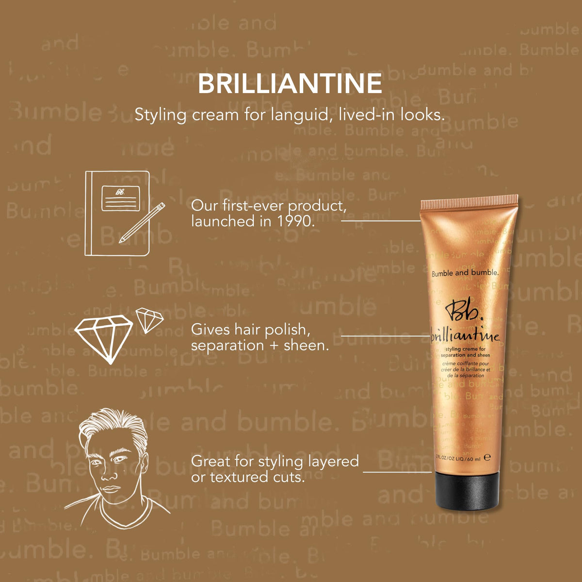 bumble and bumble product being worked into hair showing controlled separation benefit