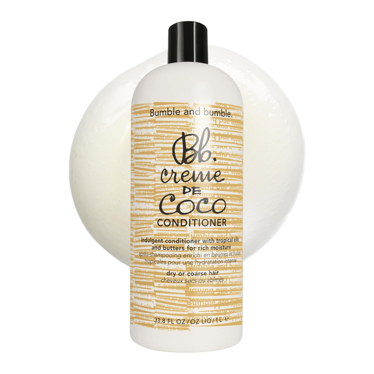 Bumble and bumble front packaging showing bottle and tropical branding for rich moisture