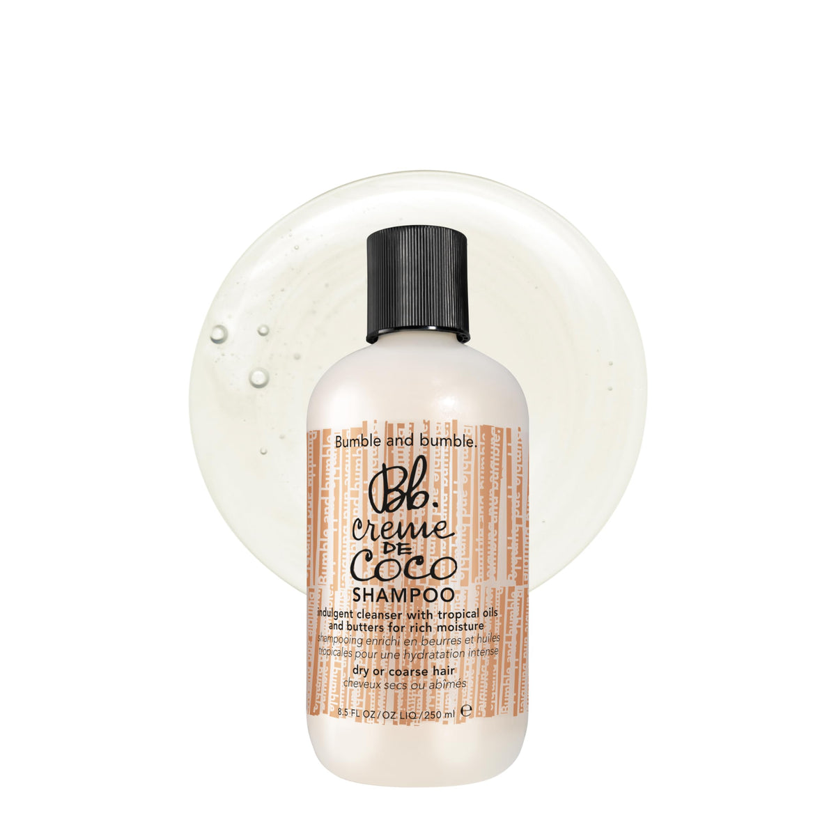 Bumble and bumble front bottle showing label and size, highlights product identity and clarity