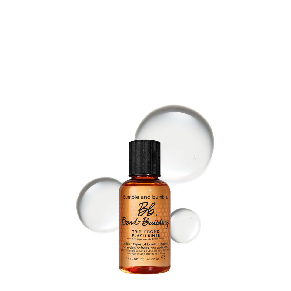 Bumble and bumble front packaging of the 2 fl oz Flash Rinse showing compact travel bottle and brand