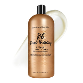 Bumble and bumble front bottle shot showing repair conditioner and size benefit