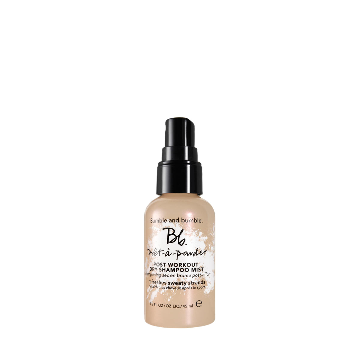 Bumble and bumble front packaging shows compact travel bottle for quick refresh