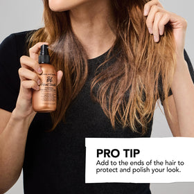 Bumble and bumble used with blow dryer to protect hair from heat