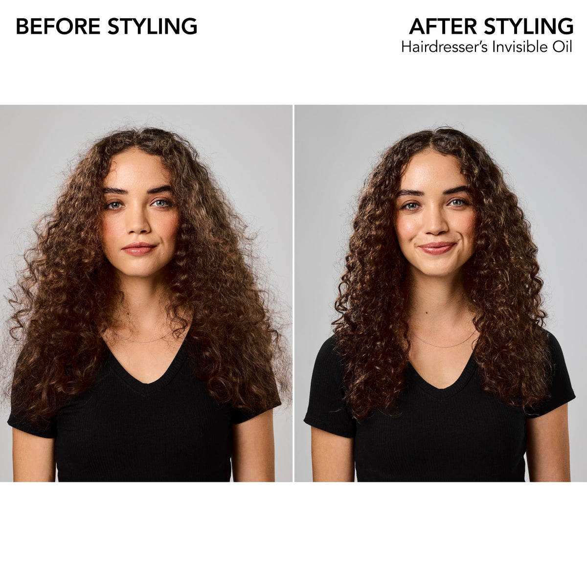 Bumble and bumble in hand mid-length application demonstrating smoother, softer hair