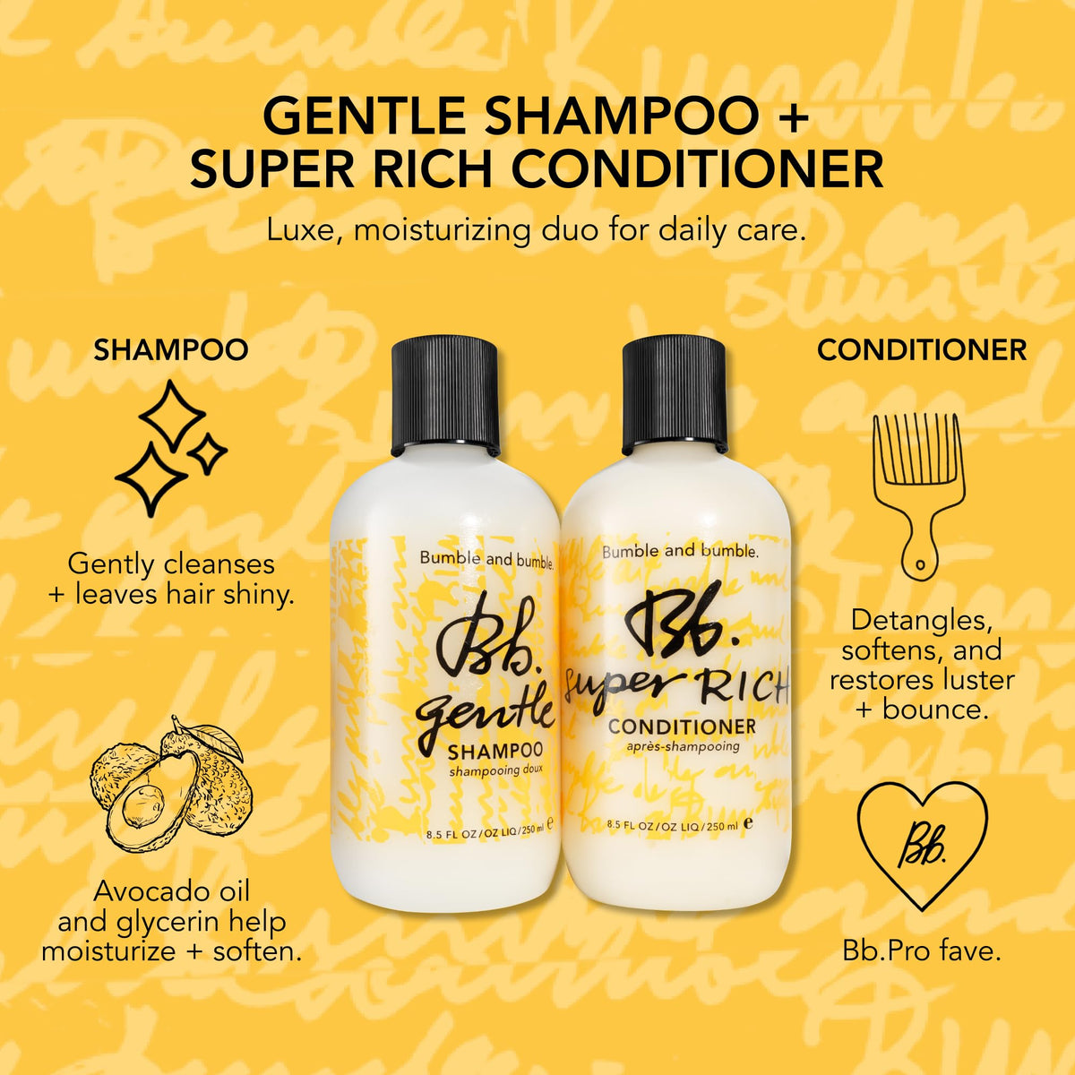 Bumble and bumble. conditioner being applied in shower for easier detangling benefit