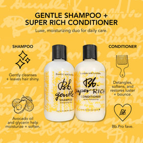 Bumble and bumble. conditioner being applied in shower for easier detangling benefit