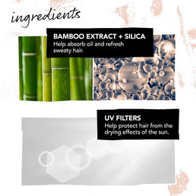 Bumble and bumble ingredients label closeup highlighting bamboo extract benefit