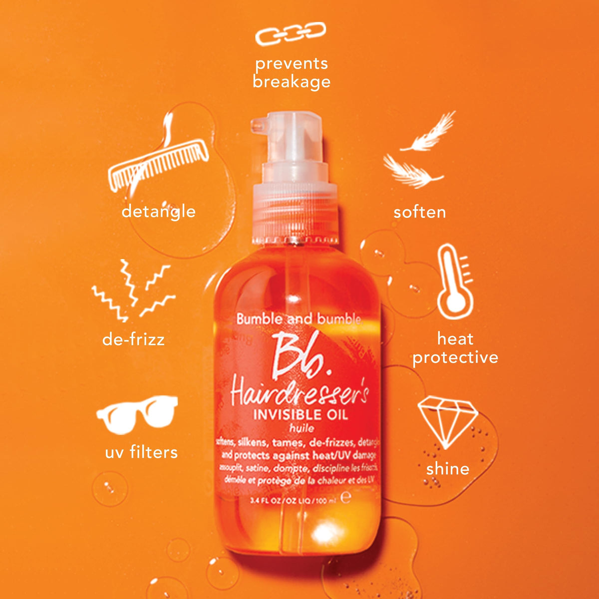 Bumble and bumble applied to damp hair to detangle and reduce frizz