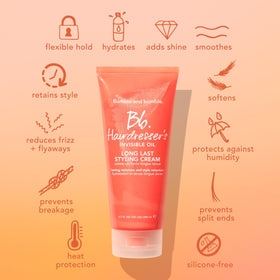 Bumble and bumble label close-up showing color-safe and heat-protection claims