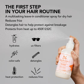 Bumble and bumble label close-up highlighting key ingredients and UV filters