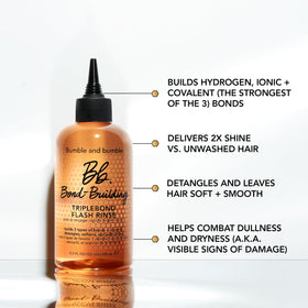 Bumble and bumble Flash Rinse on a bathroom shelf styled to show everyday routine and sensory appeal