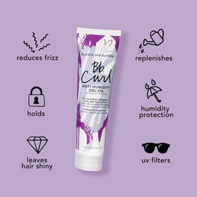 Bumble and bumble styled outdoor curls reflecting shine and humidity resistance benefit