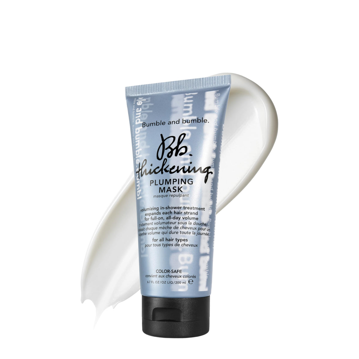 Bumble and bumble front packaging showing product and volume benefit