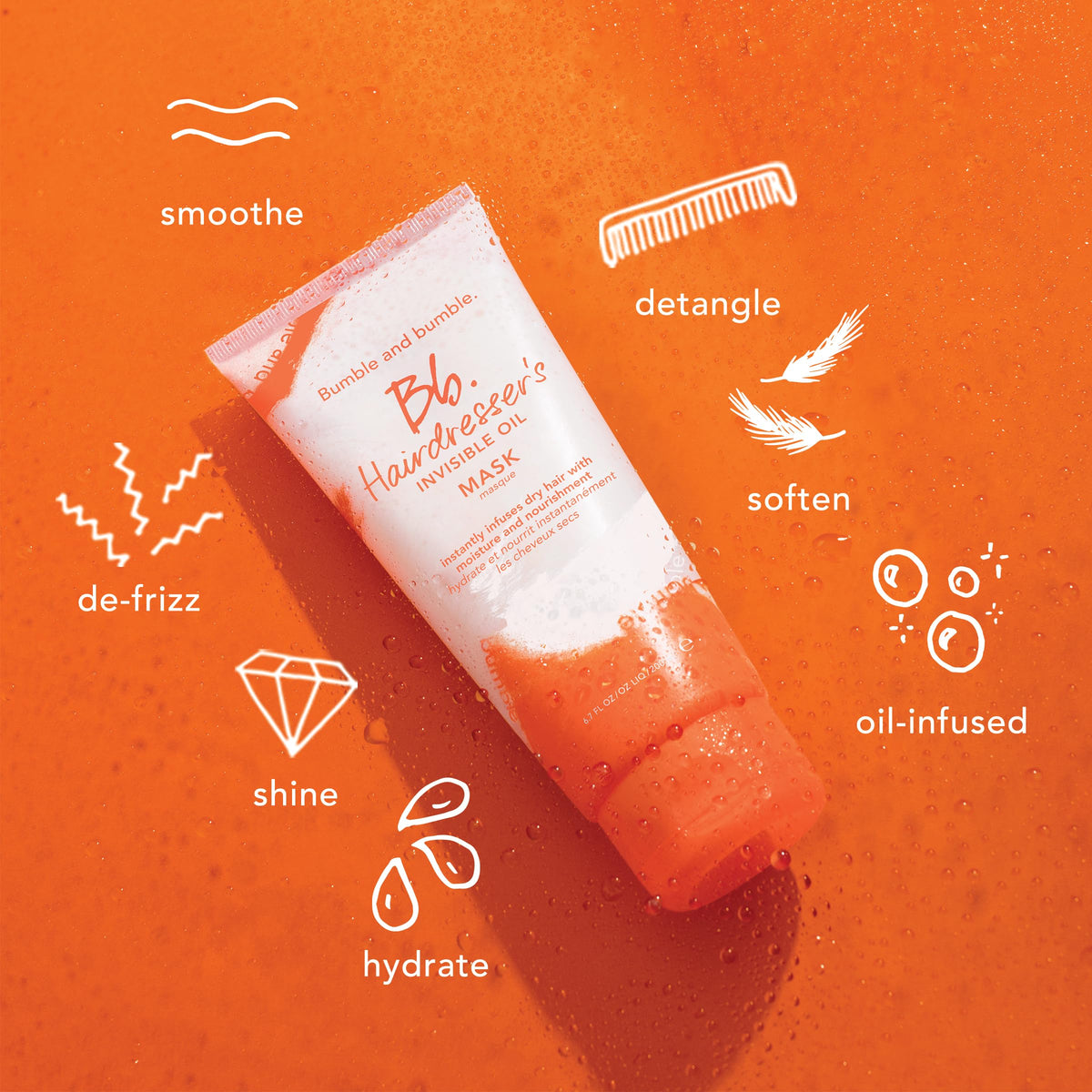 Bumble and bumble oil blend ingredients arranged to highlight nourishing oils