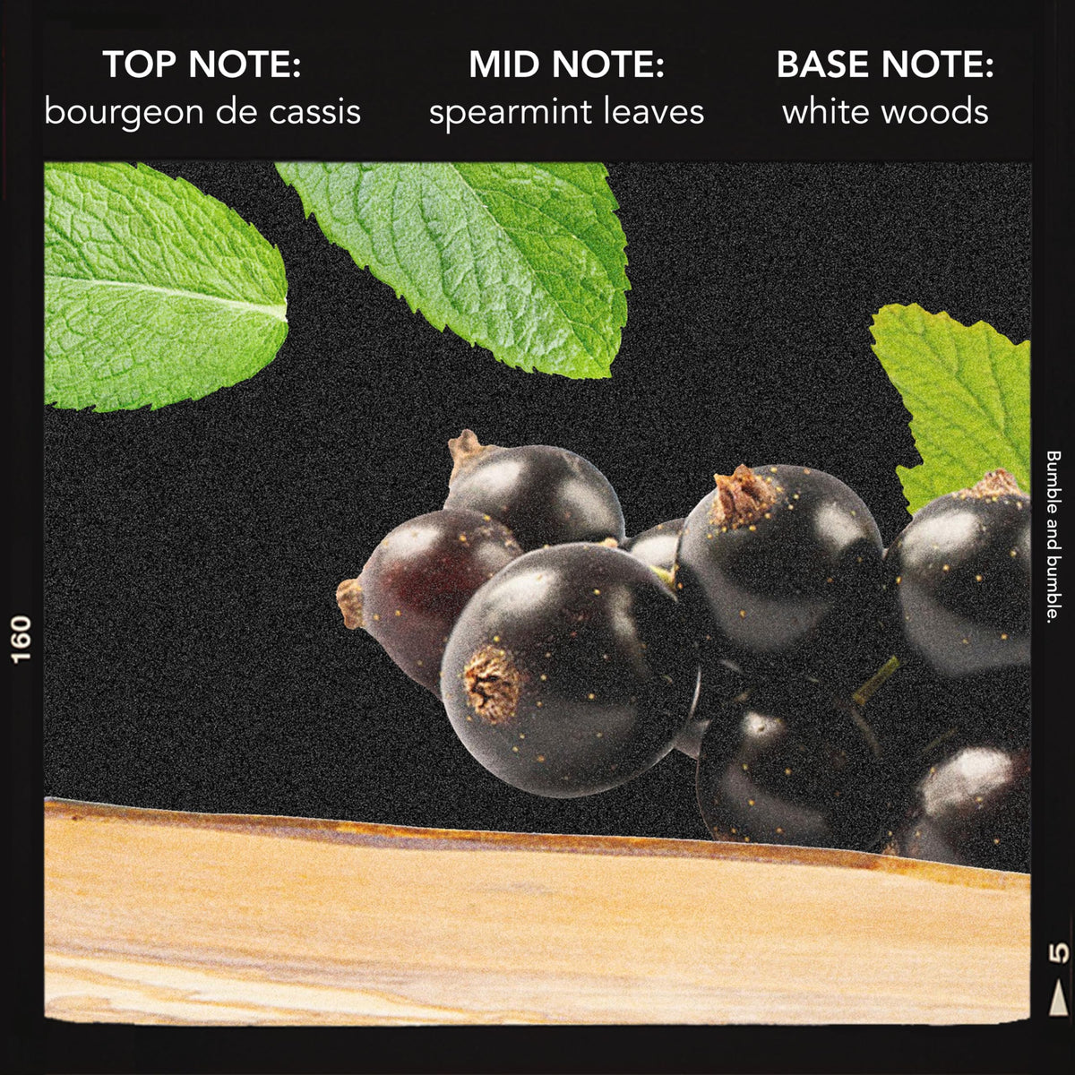 Bumble and bumble label closeup highlighting fragrance notes and product purpose