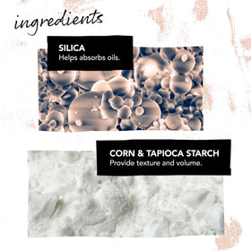Bumble and bumble label close-up listing starches and silica for oil control